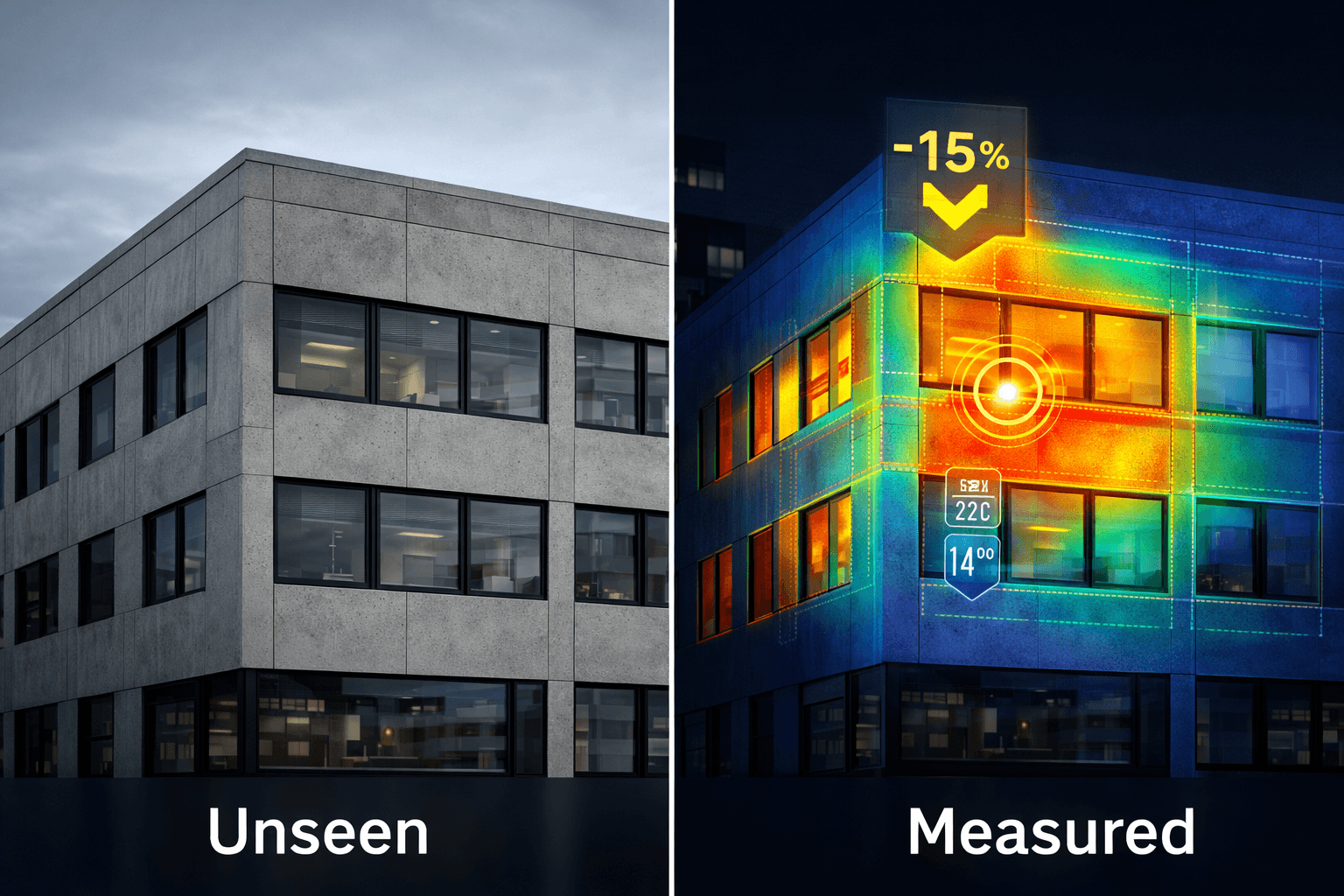Vergleich Gebäudezustand: Unsichtbar vs. Gemessen